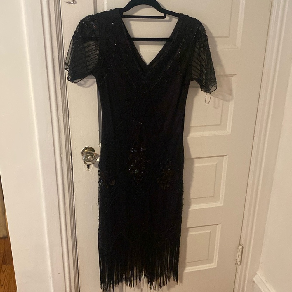 BABEYOND Art Deco Fringed Sequin Dress Roaring 20s Flapper Costume Dress